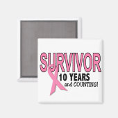 乳がん生存者10年&数え マグネット (正面/裏面)