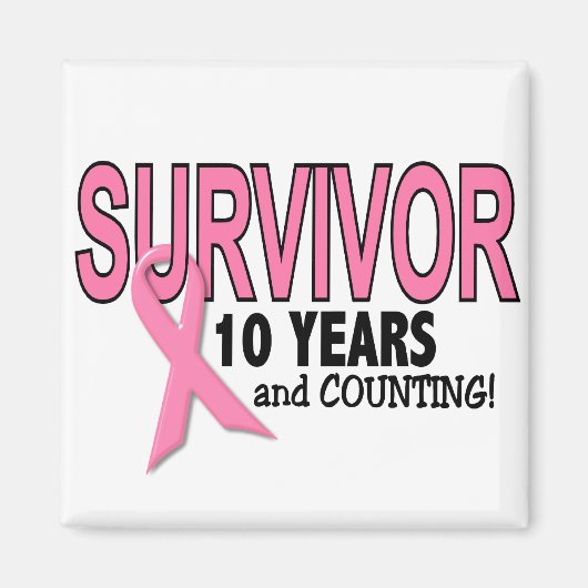 乳がん生存者10年&数え マグネット (正面)