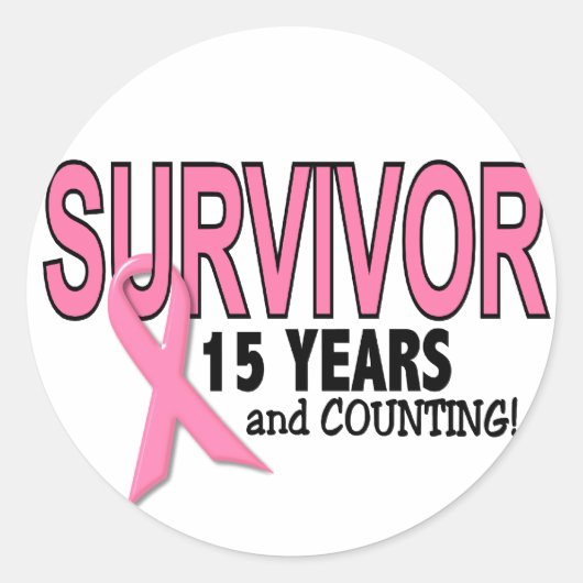 乳がん生存者15年&数え ラウンドシール (正面)