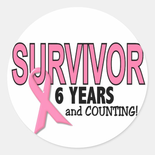 乳がん生存者6年&カウント ラウンドシール (正面)