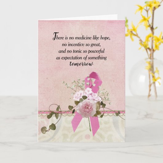 乳がん用ピンクリボン カード (黄色い花)