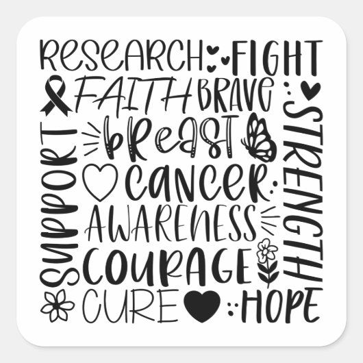 乳がん研究と闘い スクエアシール (正面)