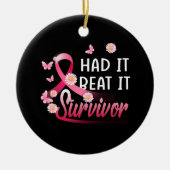 乳がん私はそれを持っていたビートIt生存者ピンクのリブ セラミックオーナメント (正面)