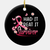 乳がん私はそれを持っていたビートIt生存者ピンクのリブ セラミックオーナメント (裏面)