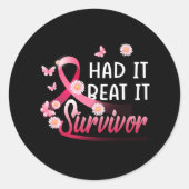 乳がん私はそれを持っていたビートIt生存者ピンクのリブ ラウンドシール (正面)
