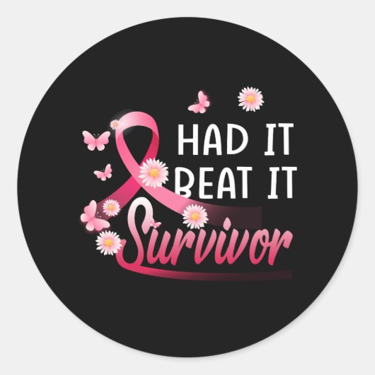 乳がん私はそれを持っていたビートIt生存者ピンクのリブ ラウンドシール (正面)
