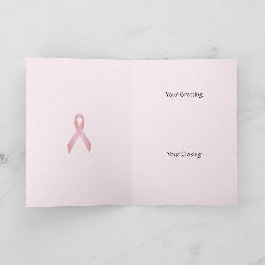 乳がん考えるのリボンの挨拶 カード (内部)