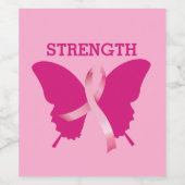 乳がん蝶ピンクリボンワインラベル ワインラベル (シングルラベル)