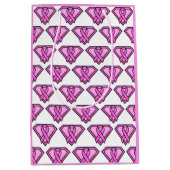 乳がん認知ダイヤモンドロゴ 白 ミディアムペーパーバッグ (正面)