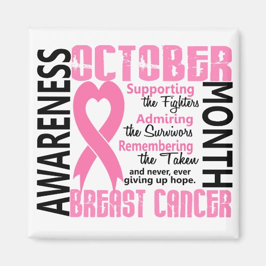 乳がん認知月ハート1.5 マグネット (正面)