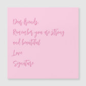 乳がん認知月ピンクカスタムのスクリプト マグネット招待状 (正面)