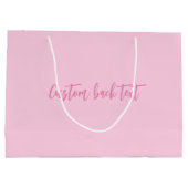 乳がん認知月ピンクカスタムのスクリプト ラージペーパーバッグ (裏面)