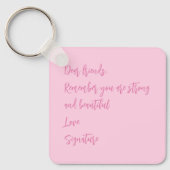 乳がん認知月ピンクカスタム引用文 キーホルダー (正面)