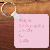 乳がん認知月ピンクカスタム引用文 キーホルダー (正面)