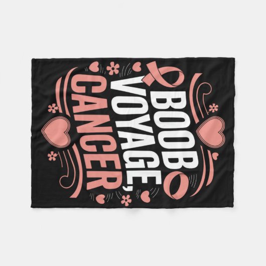 乳がん認知月ピンクリボン化学療法 フリースブランケット (正面(横))