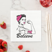 乳がん認知月間の女性ピンク信じ色 スタンダードランチョンナプキン (インサイチュ)