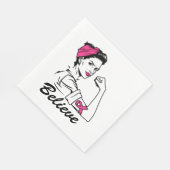 乳がん認知月間の女性ピンク信じ色 スタンダードランチョンナプキン (角)