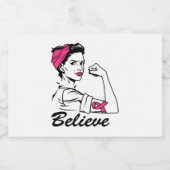 乳がん認知月間の女性ピンク信じ色 フードラベル (シングルラベル)