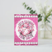 乳がん認知月間の生存者ピンクの女性 ポストカード (スタンド正面)