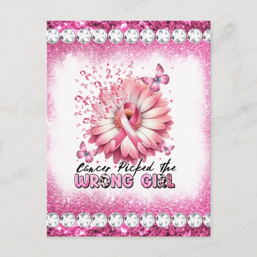 乳がん認知月間の生存者ピンクを粉砕する シーズンポストカード (正面)