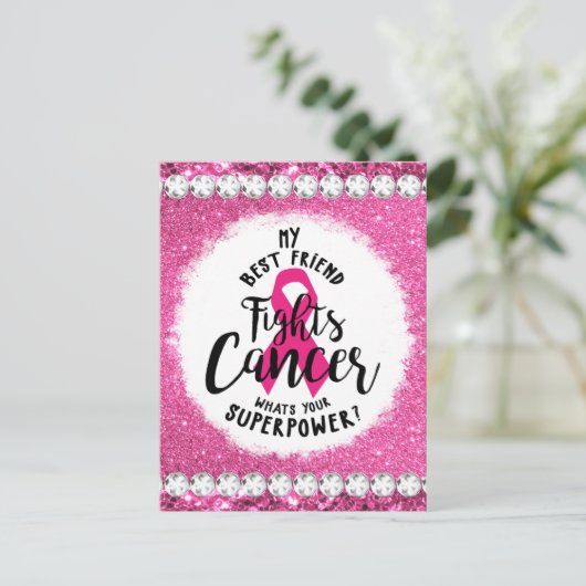 乳がん認知月間の生存者ピンクを粉砕する シーズンポストカード (スタンド正面)