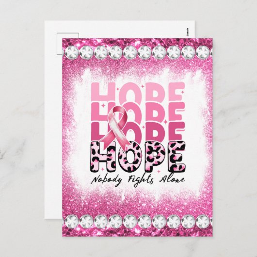 乳がん認知月間の生存者ピンクを粉砕する シーズンポストカード (正面/裏面)