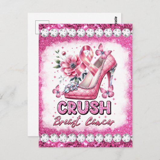 乳がん認知月間の生存者ピンクを粉砕する ポストカード (正面/裏面)