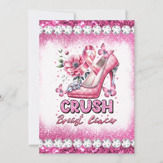 乳がん認知月間の生存者ピンクを粉砕する 招待状 (正面)