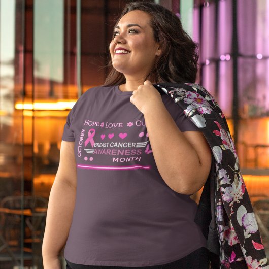 乳がん認知月間デザイン プラスサイズTシャツ