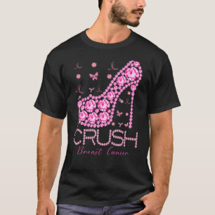 乳がん認識度きらきら光るピンクリボン Tシャツ
