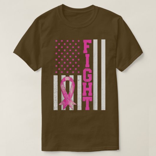 乳がん認識度と戦うアメリカ国旗の男性Wo Tシャツ (デザイン正面)