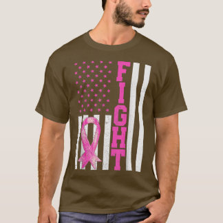 乳がん認識度と戦うアメリカ国旗の男性Wo Tシャツ