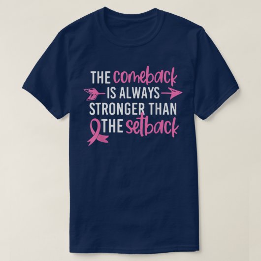 乳がん認識度の再発は~より強い Tシャツ (デザイン正面)