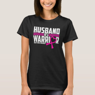 乳がん認識度の夫の戦士ピンク Tシャツ