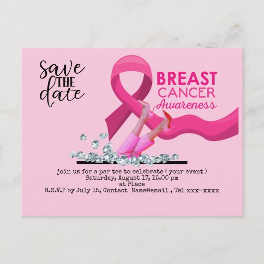 乳がん認識度は10月のピンクの日付を保存 ポストカード (正面)