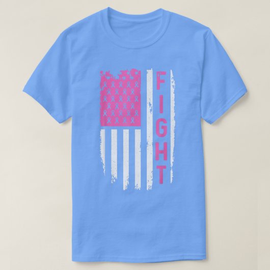 乳がん認識度アメリカ国旗の戦い Tシャツ (デザイン正面)