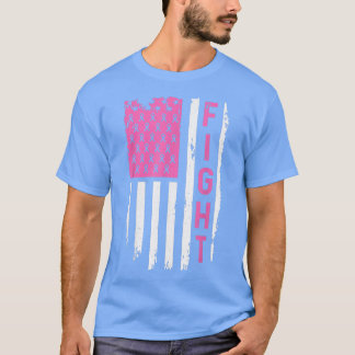 乳がん認識度アメリカ国旗の戦い Tシャツ