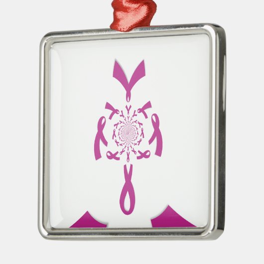 乳がん認識度アートプリント メタルオーナメント (左)