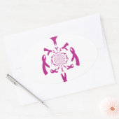 乳がん認識度アートプリント 楕円形シール (封筒)