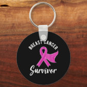 乳がん認識度ギフト女性生存者ピンク キーホルダー (正面)