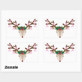 乳がん認識度クリスマスステッカーズトナカイ 長方形シール (シート)