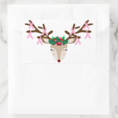 乳がん認識度クリスマスステッカーズトナカイ 長方形シール (バッグ)