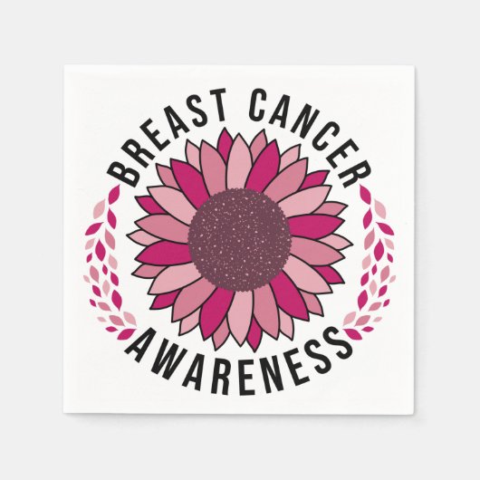 乳がん認識度サポートピンク花 スタンダードカクテルナプキン (正面)