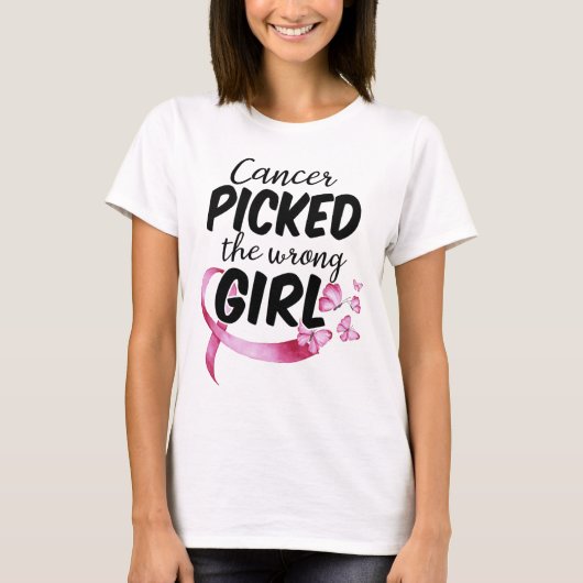 乳がん認識度シャツががんWrを選んだ Tシャツ (正面)
