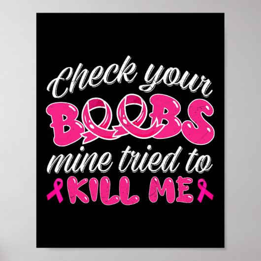 乳がん認識度シャツ乳房Suチェック ポスター (正面)