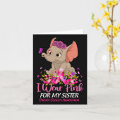 乳がん認識度ゾウI衣服ピンクM カード (黄色い花)