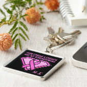 乳がん認識度ダイヤモンドロゴブラック キーホルダー (側面)