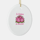 乳がん認識度ティー10月衣服ピンク セラミックオーナメント (右)