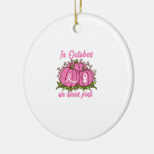 乳がん認識度ティー10月衣服ピンク セラミックオーナメント (左)