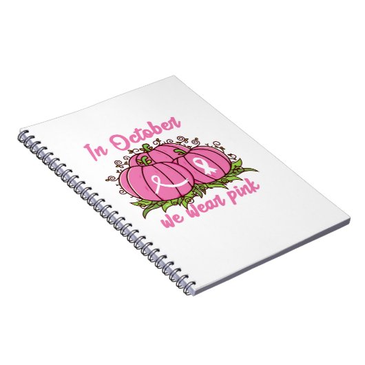乳がん認識度ティー10月衣服ピンク ノートブック (右側)